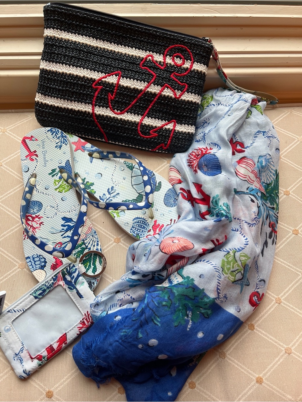 Vera Bradley "Anchors Aweigh" 4-Piece Nautical Beach & Travel Bundle